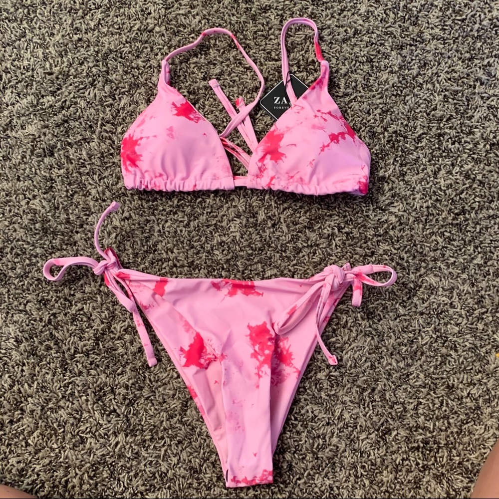 Zaful pink tie dye bikini